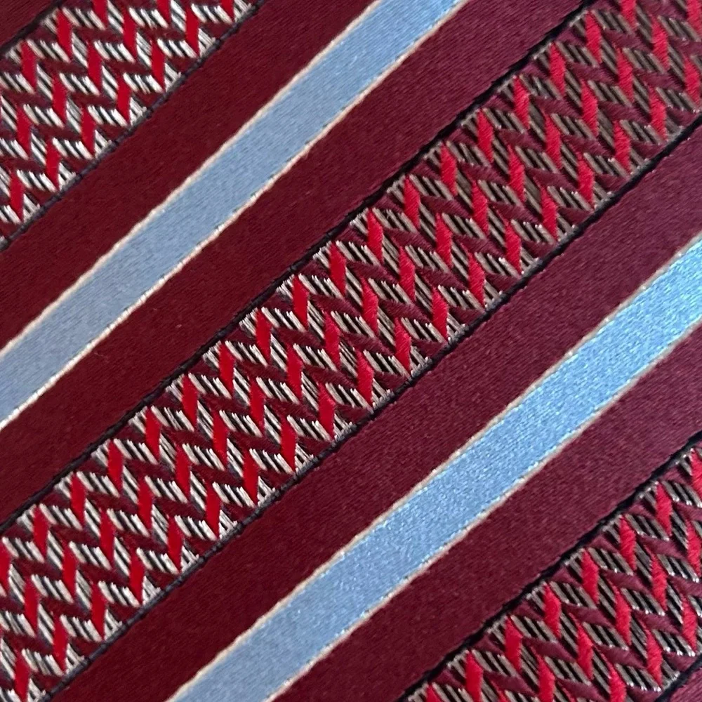 Ermenegildo Zegna Burgundy and Blue Striped Tie